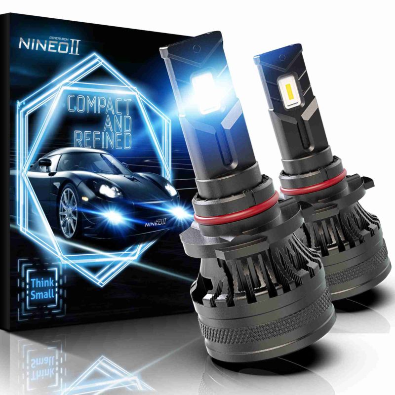 NINEO 9005/HB3 LED LIGHT BULBS,18000LM 6500K Cool White W/Mini Fan Design  Powersports Accessory Light for Car - Pack of 2