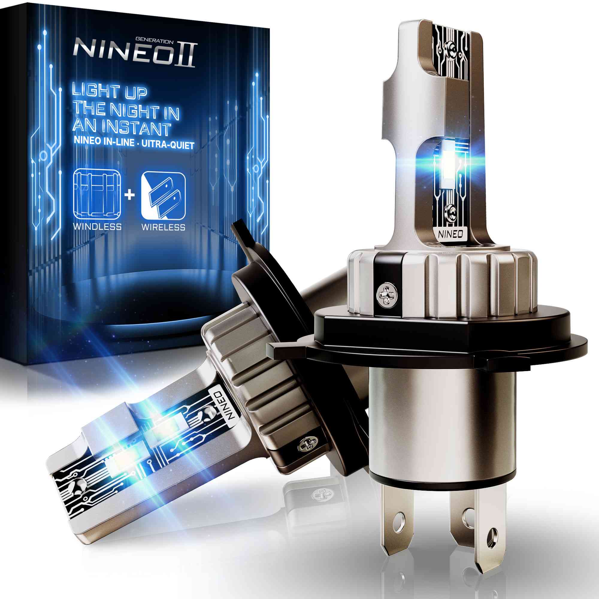 NINEO H11 9005 LED COMBO LIGHT BULBS, 60W 12000LM 300% Super Bright H8 H9 HB3  LED Bulbs 6500K Cool White Plug & Play - Pack of 2
